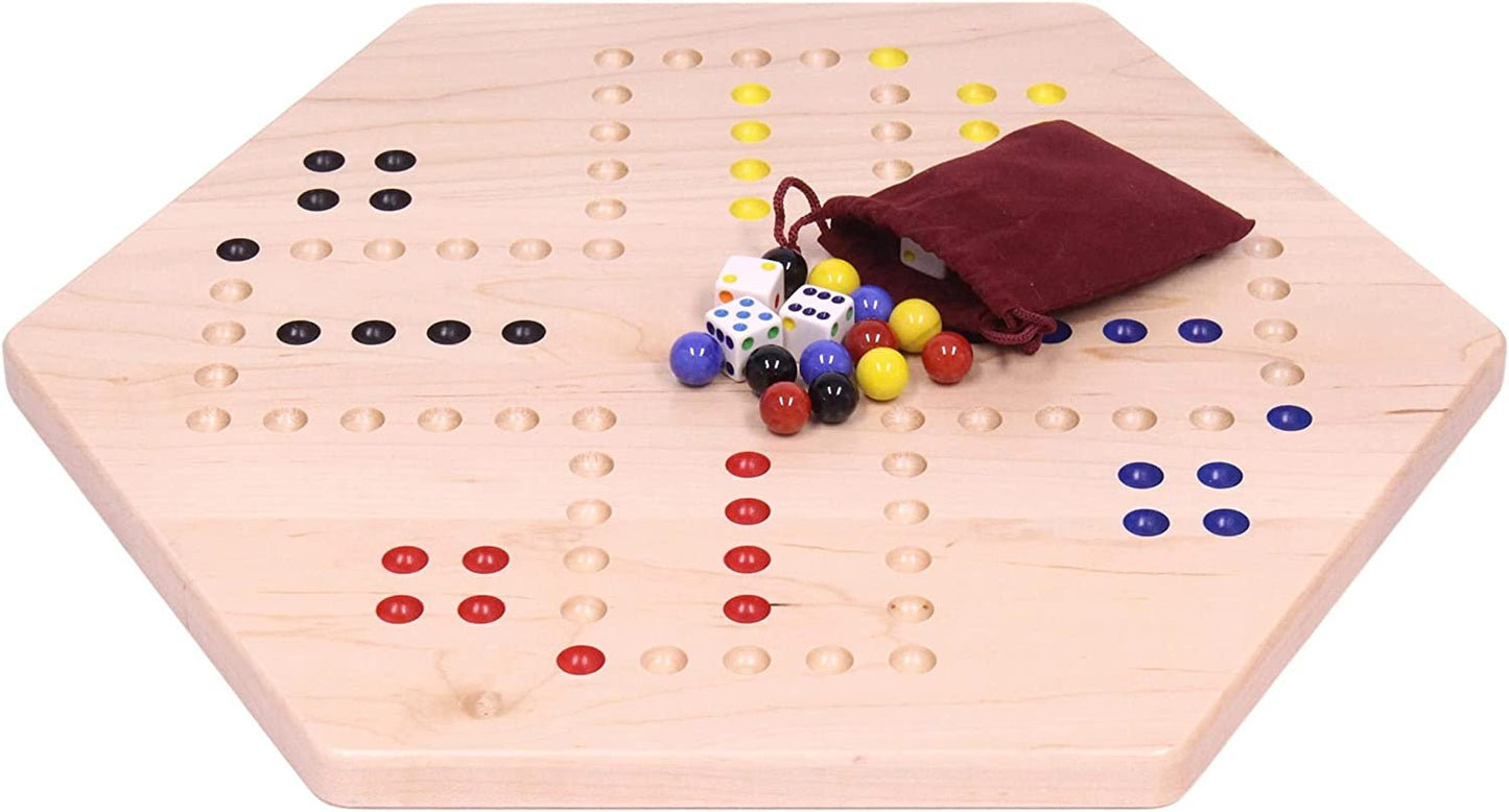 Aggravation Wahoo Marble Board Game, Double-Sided, Hand Painted