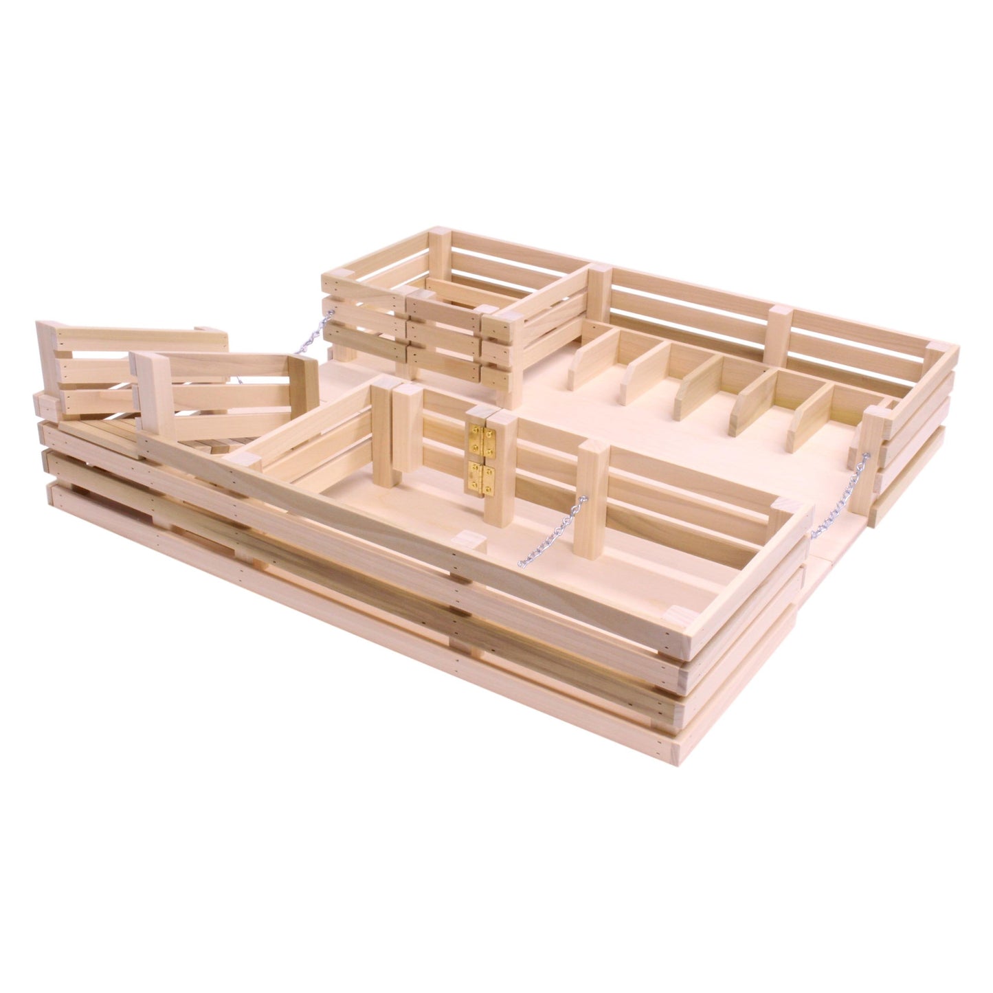 Amish-Made Wooden Folding Stock Yard Farm Toy, Unfinished