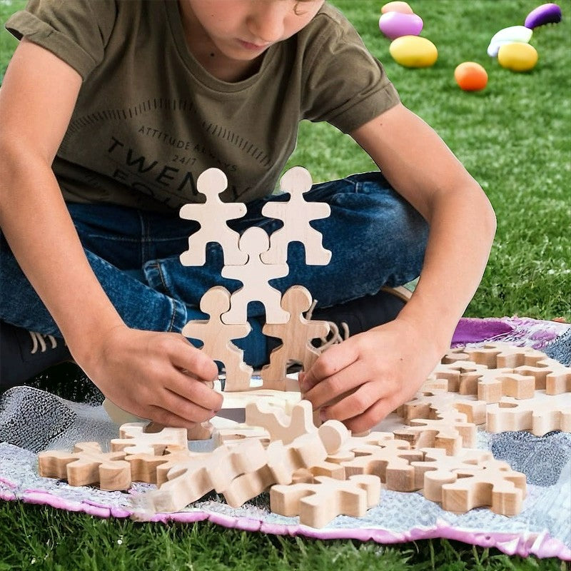 32 Pcs Wooden Little Balancing People Stacking Set