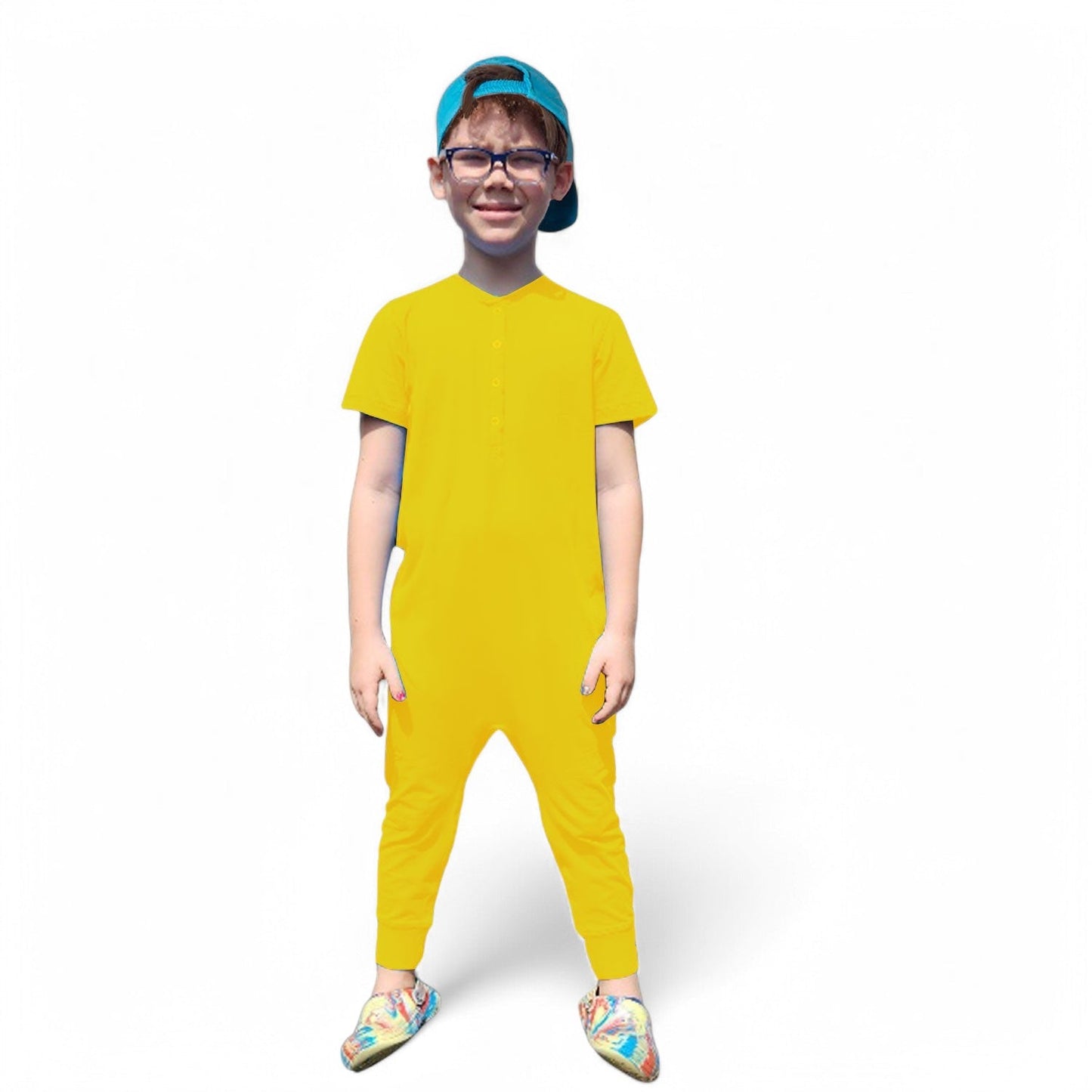 Ultimate Comfort Playsuit w Chewy Sensory Bracelet-YELLOW