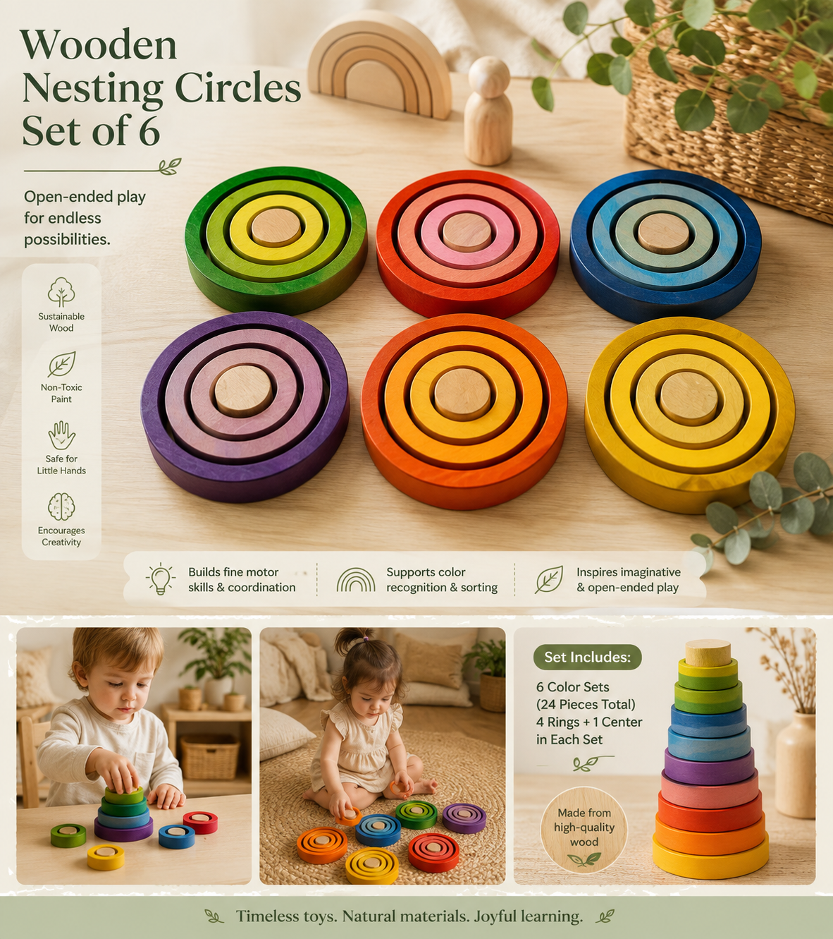 Rainbow Balance Rings – Loose Parts Set