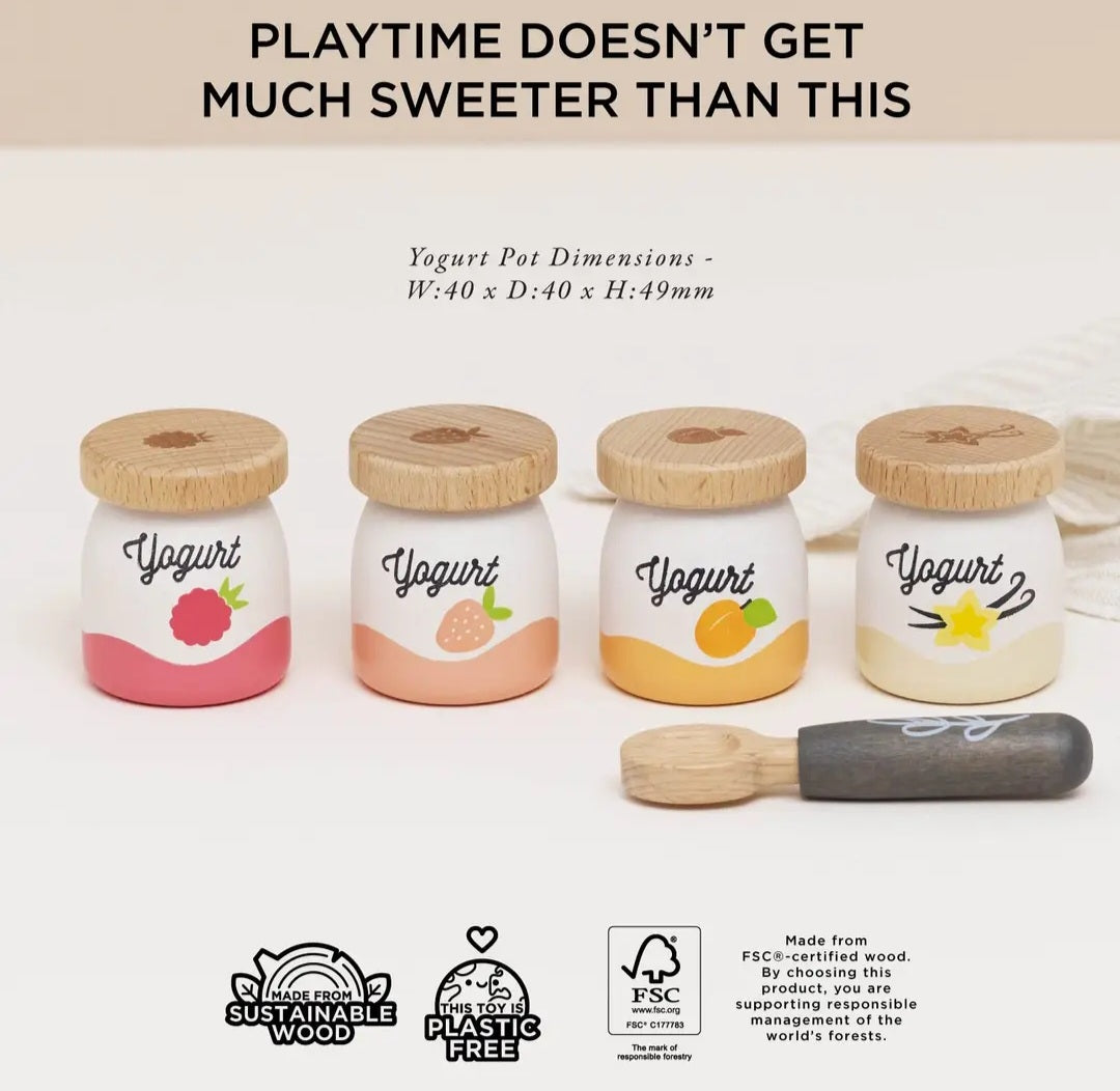 Wooden Yogurt Pots – Pretend Play Set