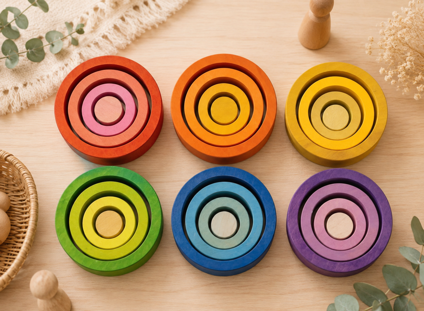 Rainbow Balance Rings – Loose Parts Set