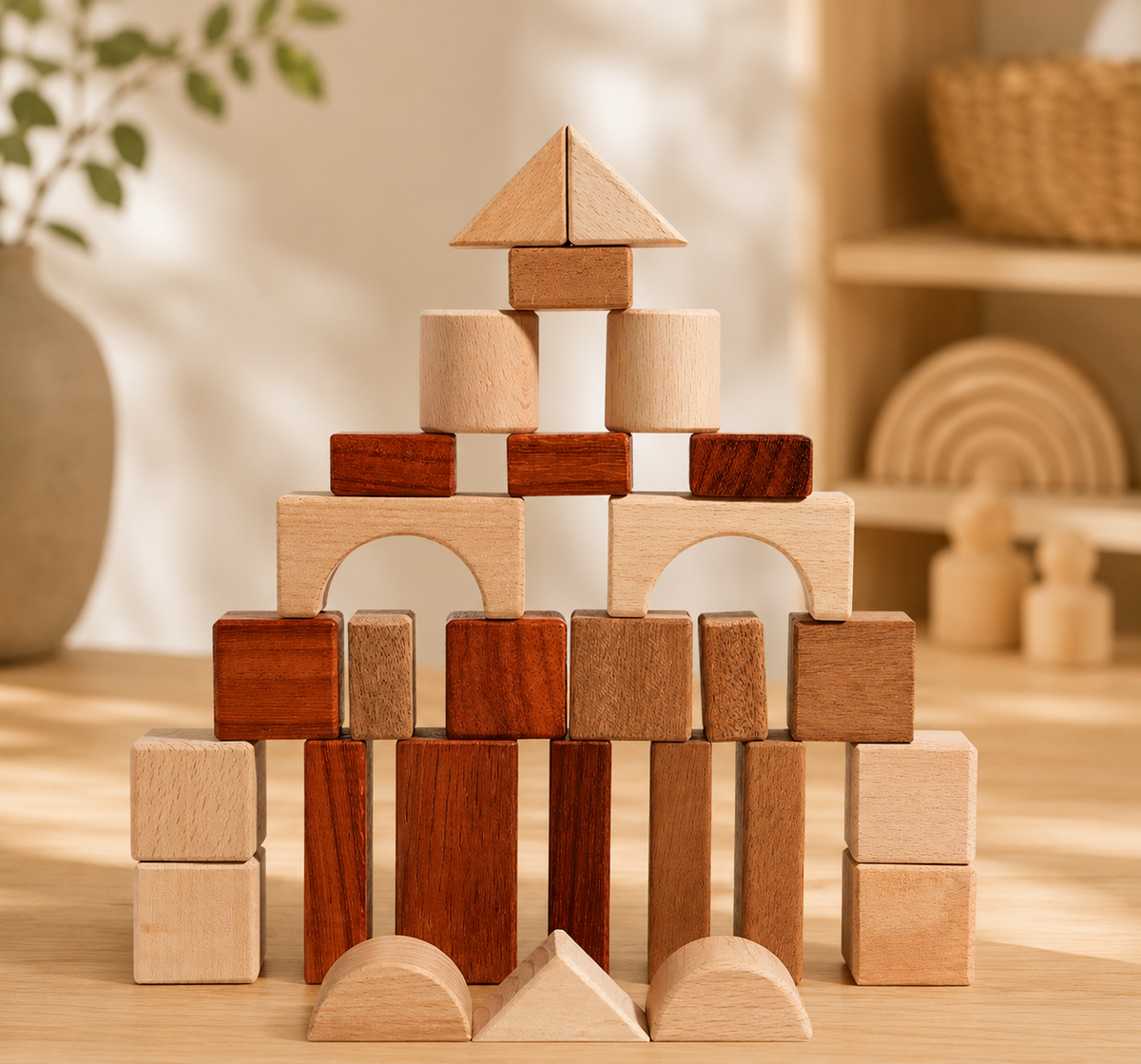 Wooden Tri-Color Blocks Set