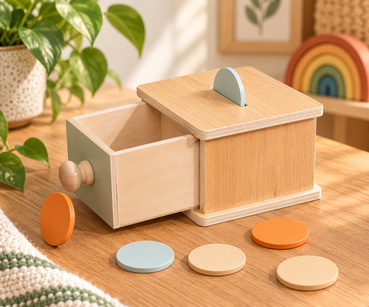 Wooden Coin Drop Box with Drawer