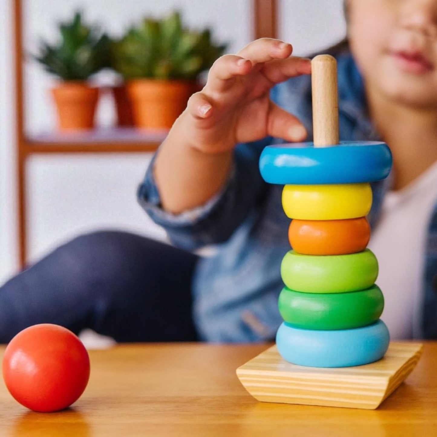 Wooden Rainbow Stacker – Classic Educational Toy for Ages 2+