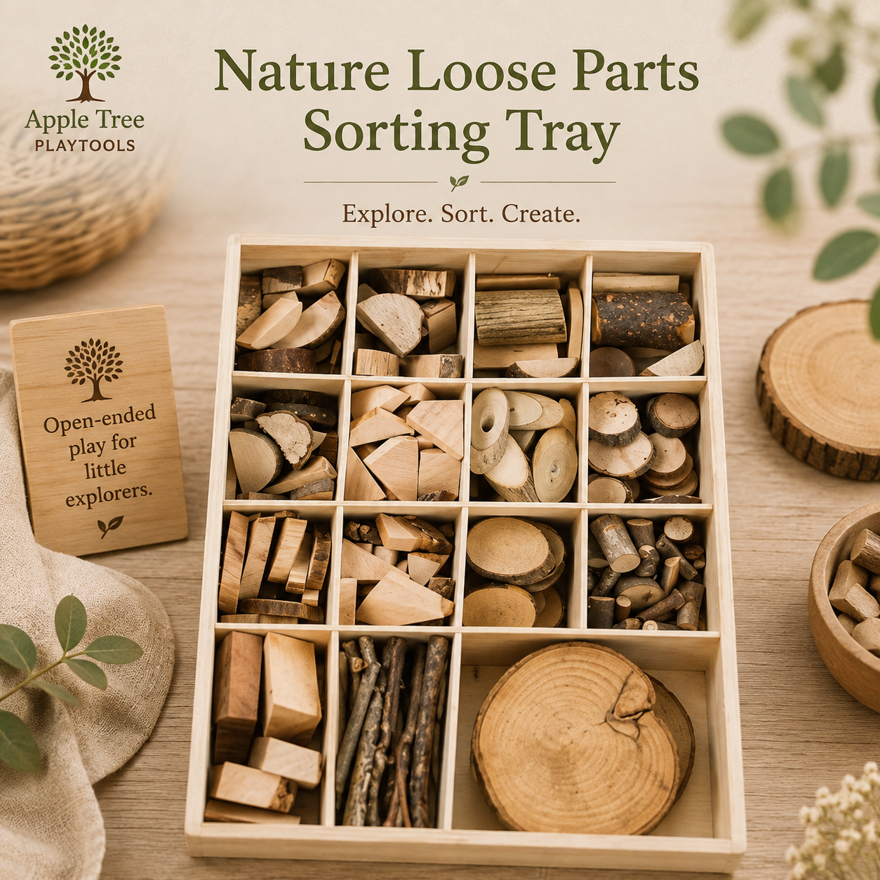 Nature Loose Parts Sorting Tray