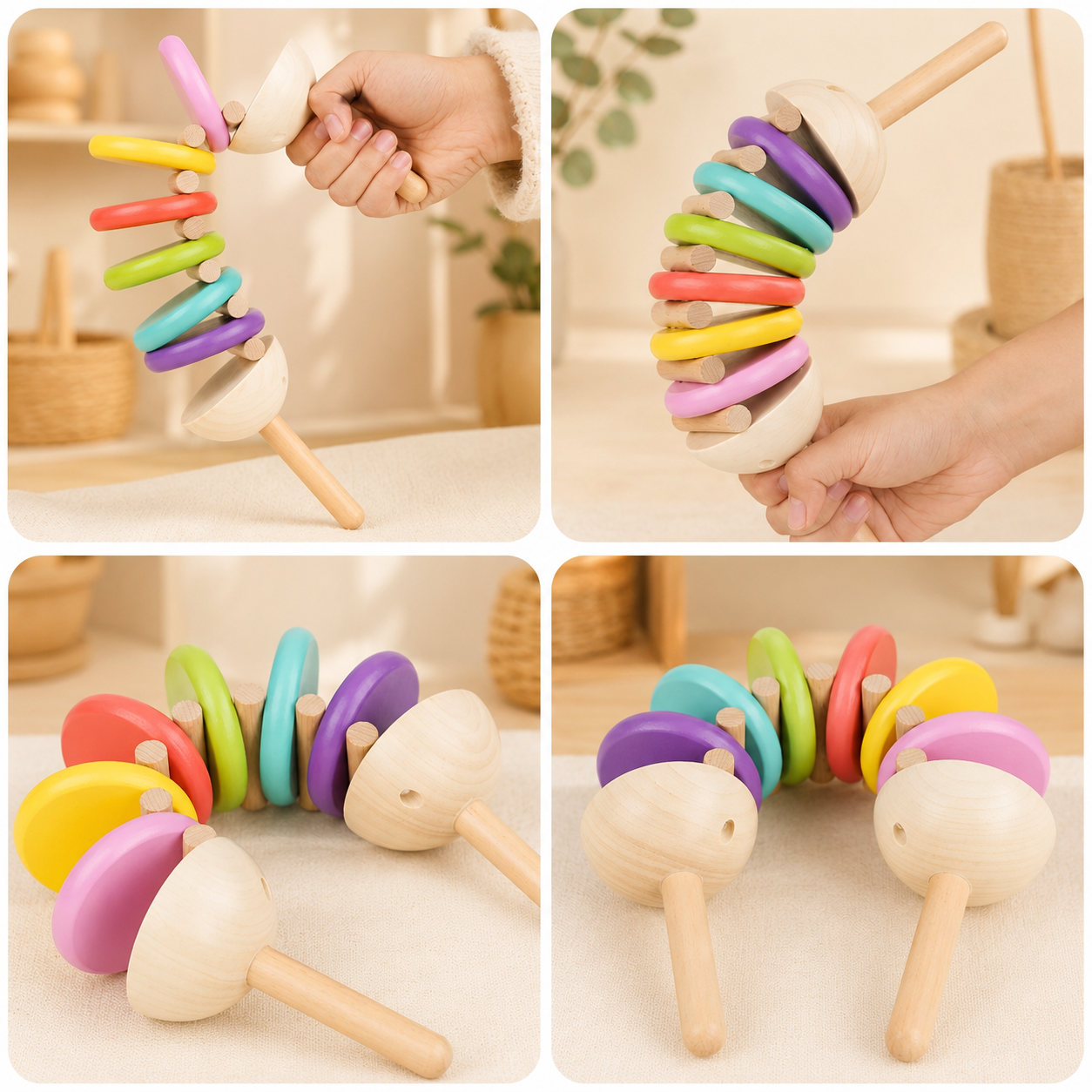 Rainbow Wooden Castanets