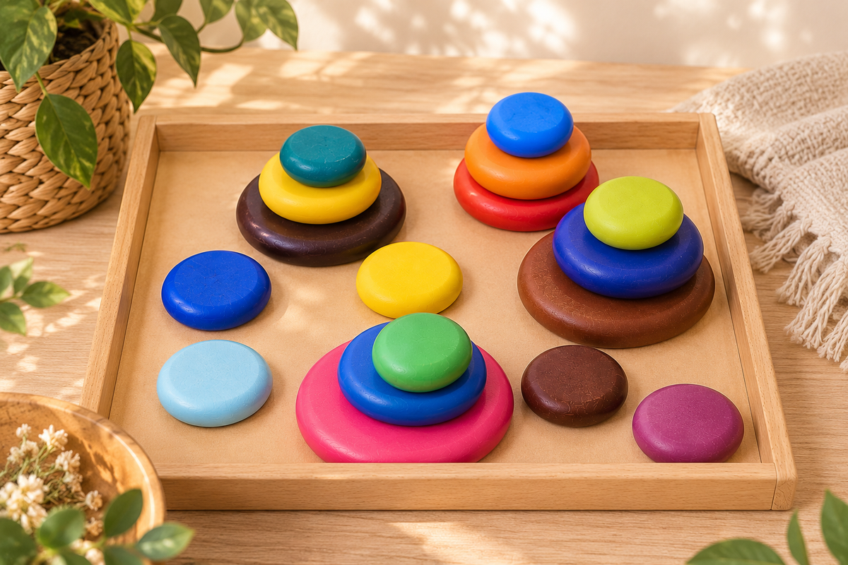 Wooden River Stones – Stacking & Balancing Sets | 12 or 20 Pieces
