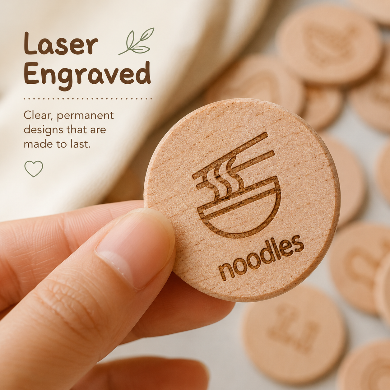 Wooden Alphabet & Picture Learning Coins — 26 Piece Set