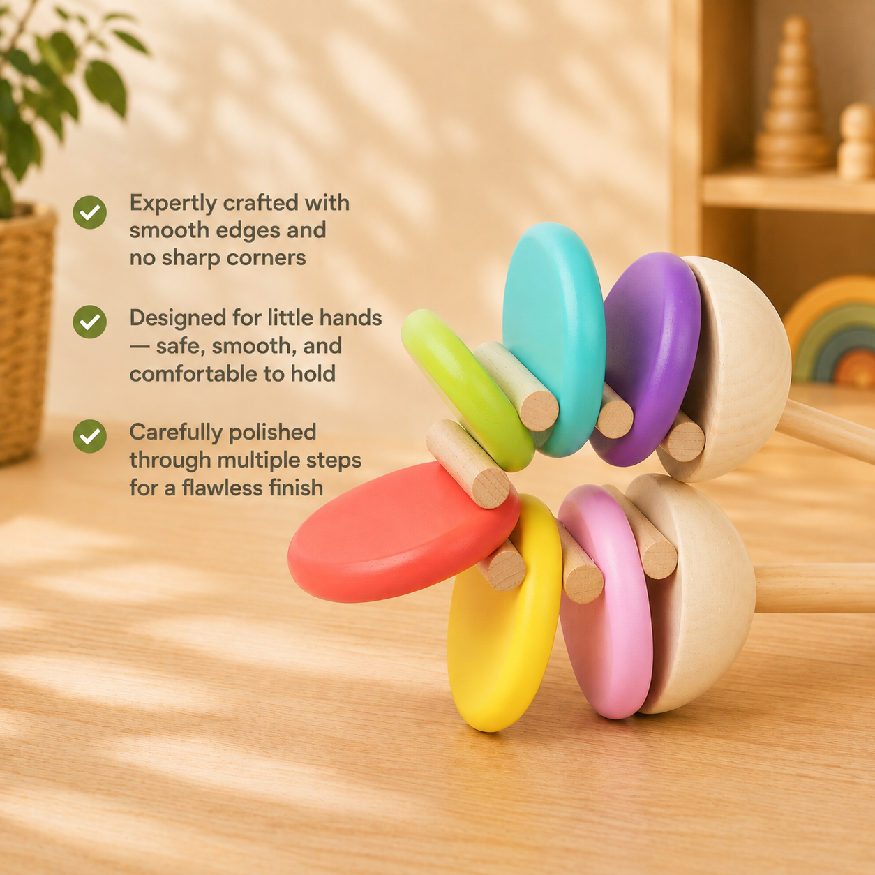 Rainbow Wooden Castanets