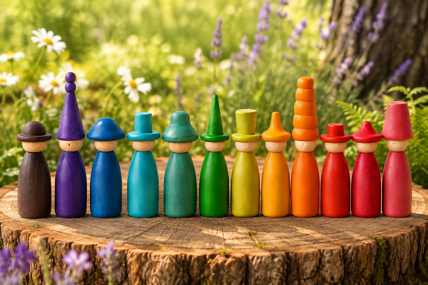 Pastel & Rainbow Hat Changer Peg Dolls