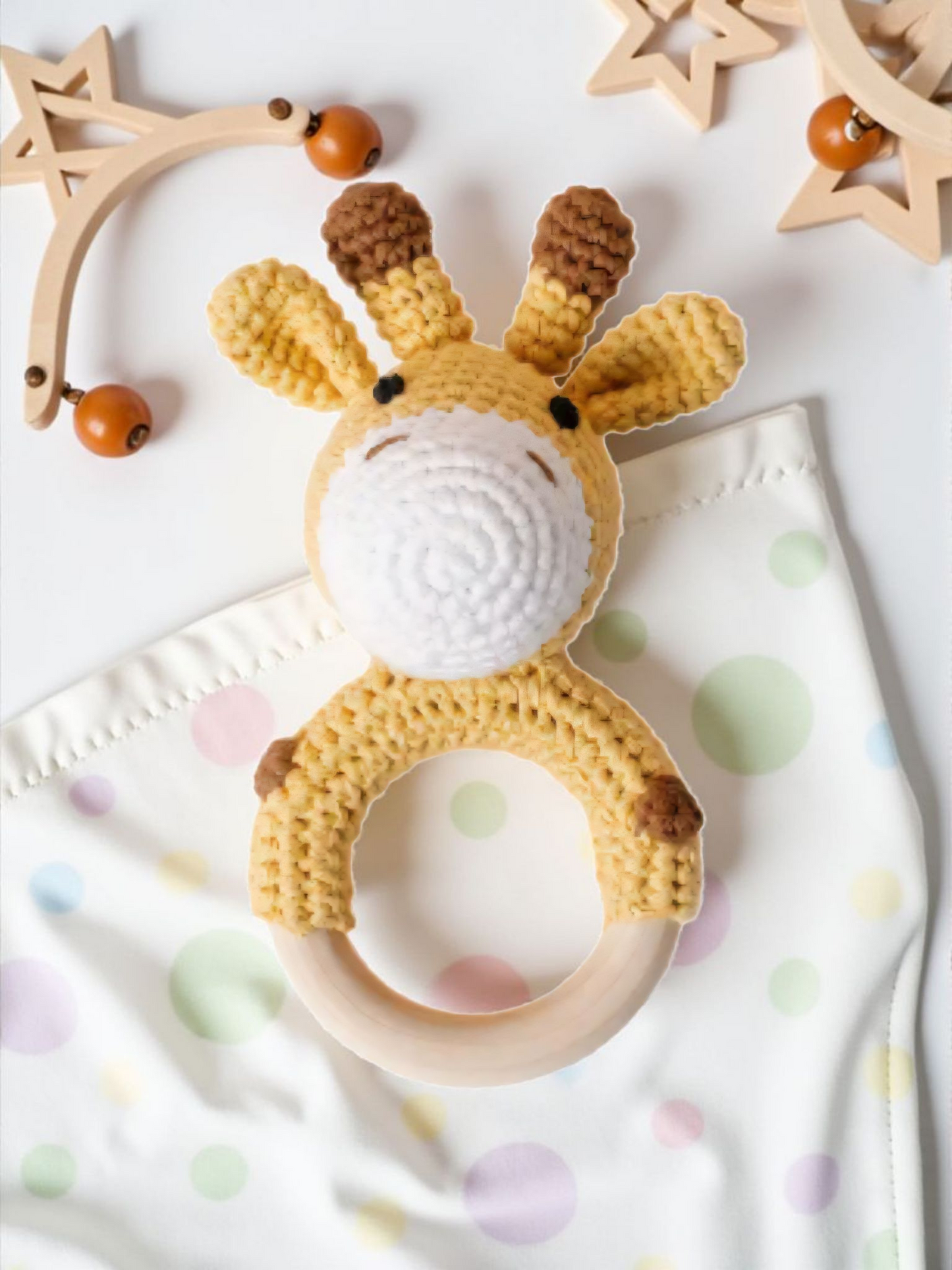 Top Seller! Handmade Wooden Crochet Baby Rattles