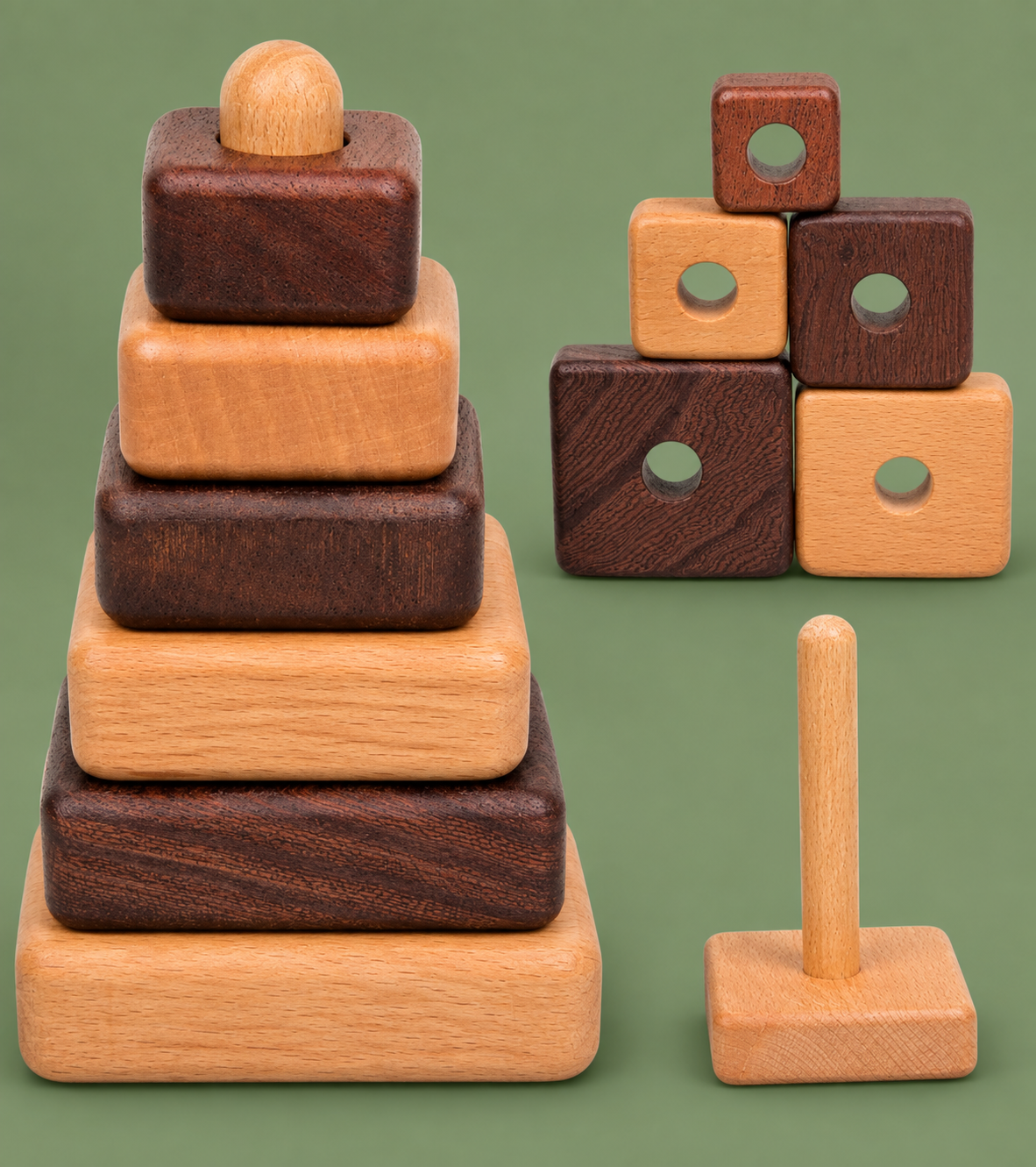 Natural Wood Geometric Stacking Toy