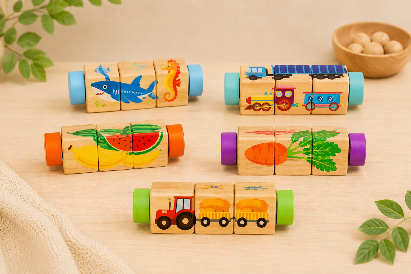 Twist & Match Wooden Puzzle Blocks