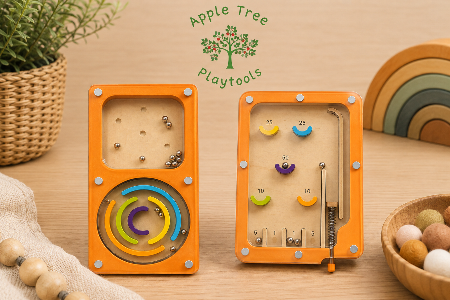 Wooden Handheld Pinball & Maze Games