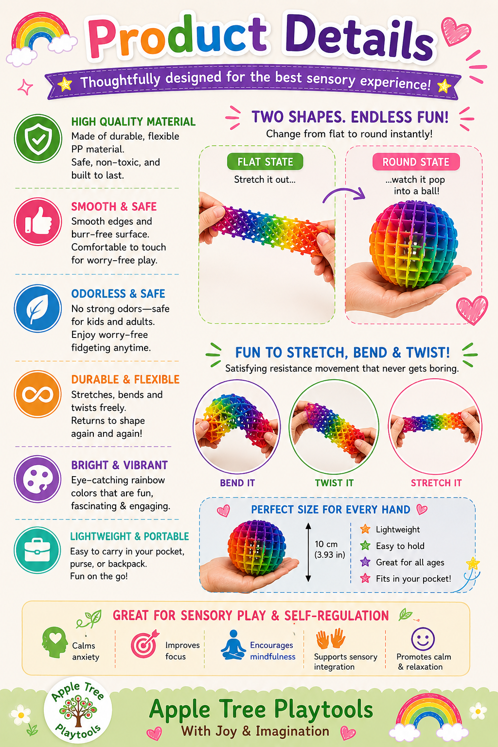 Quiet Worm Sensory Fidget 🌈
Stretch it, bend it, twist it, and watch it transform!