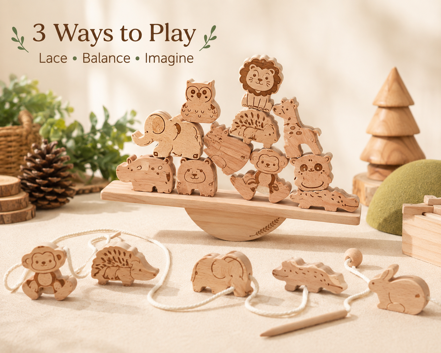 Wildlife Lace & Balance 3-in-1 Learning Set