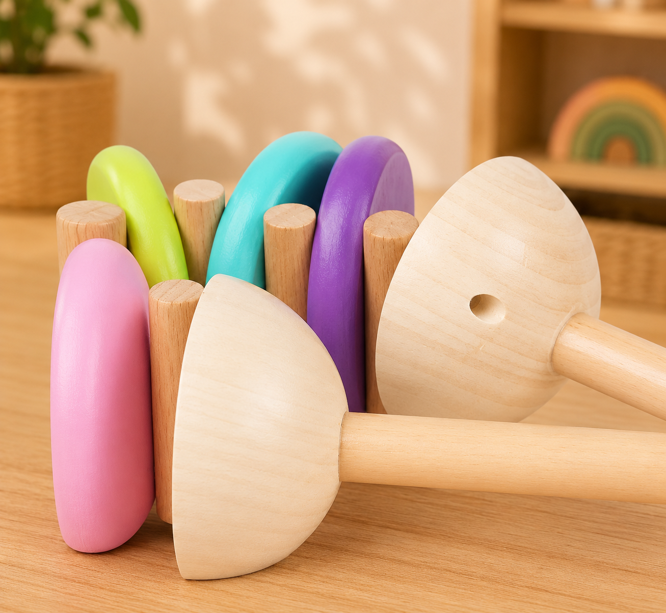 Rainbow Wooden Castanets