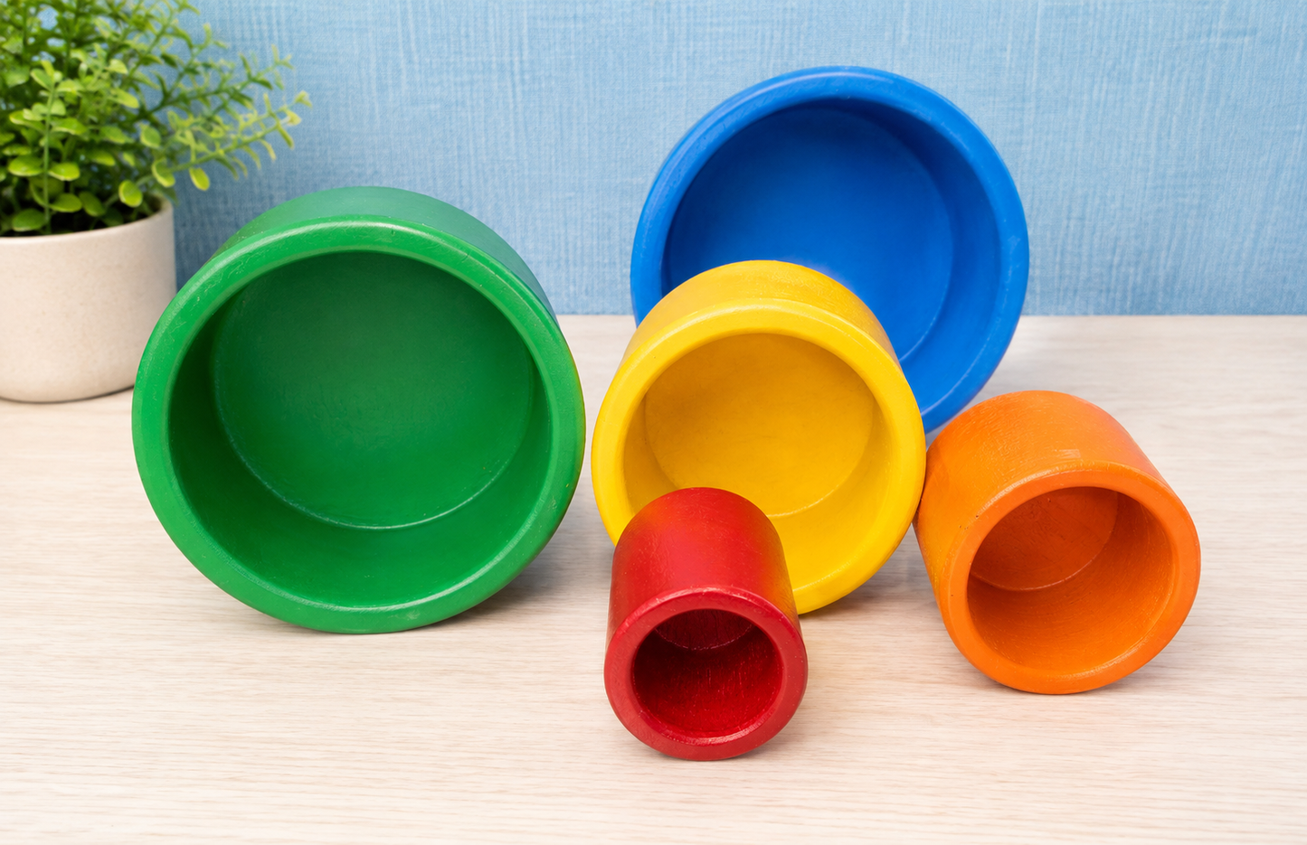Wooden Rainbow Nesting Bowls