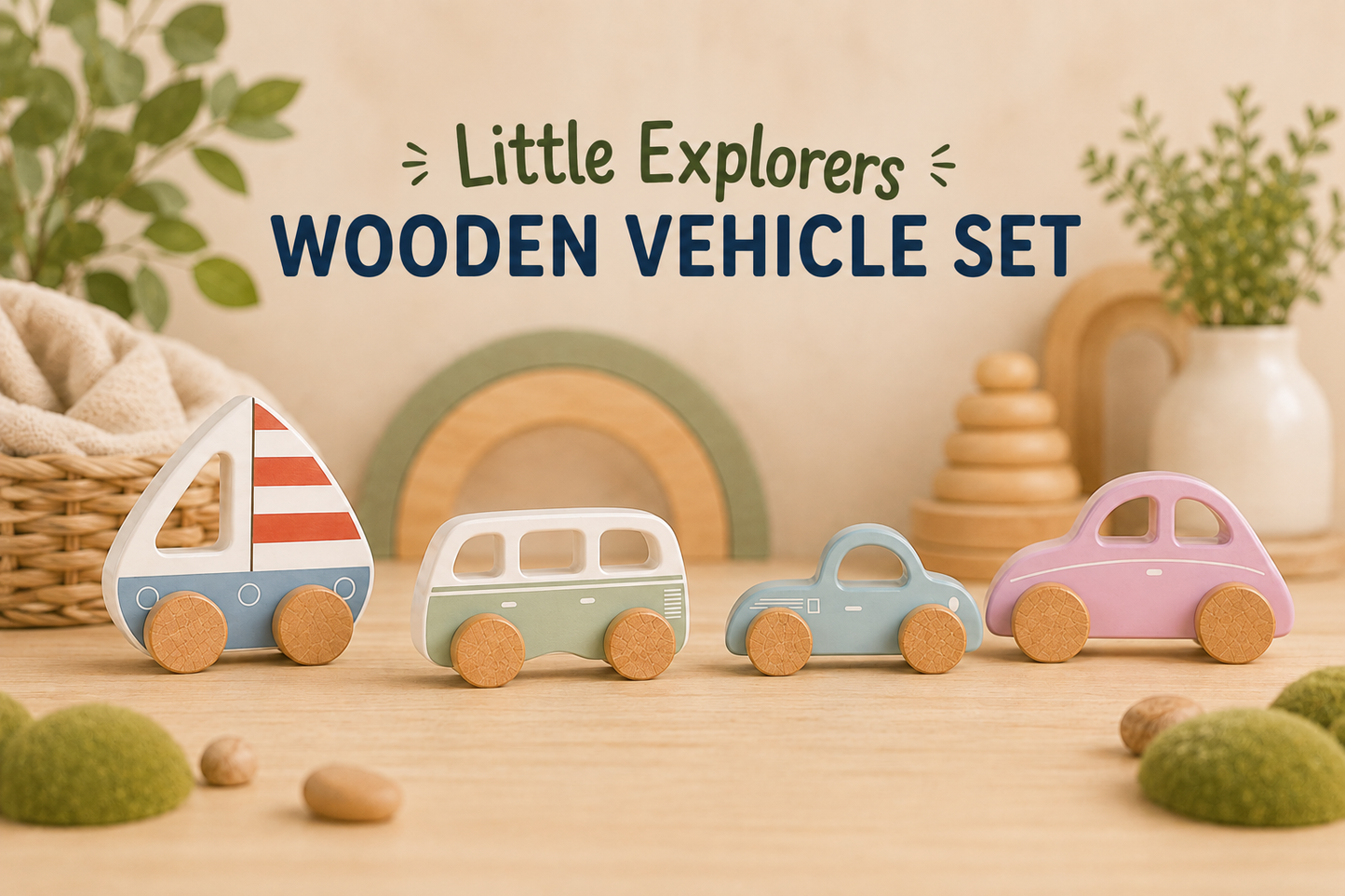 Little Explorers Wooden Vehicle Set
