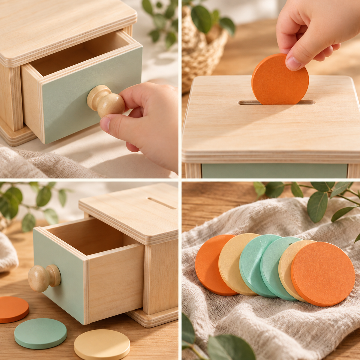 Wooden Coin Drop Box with Drawer