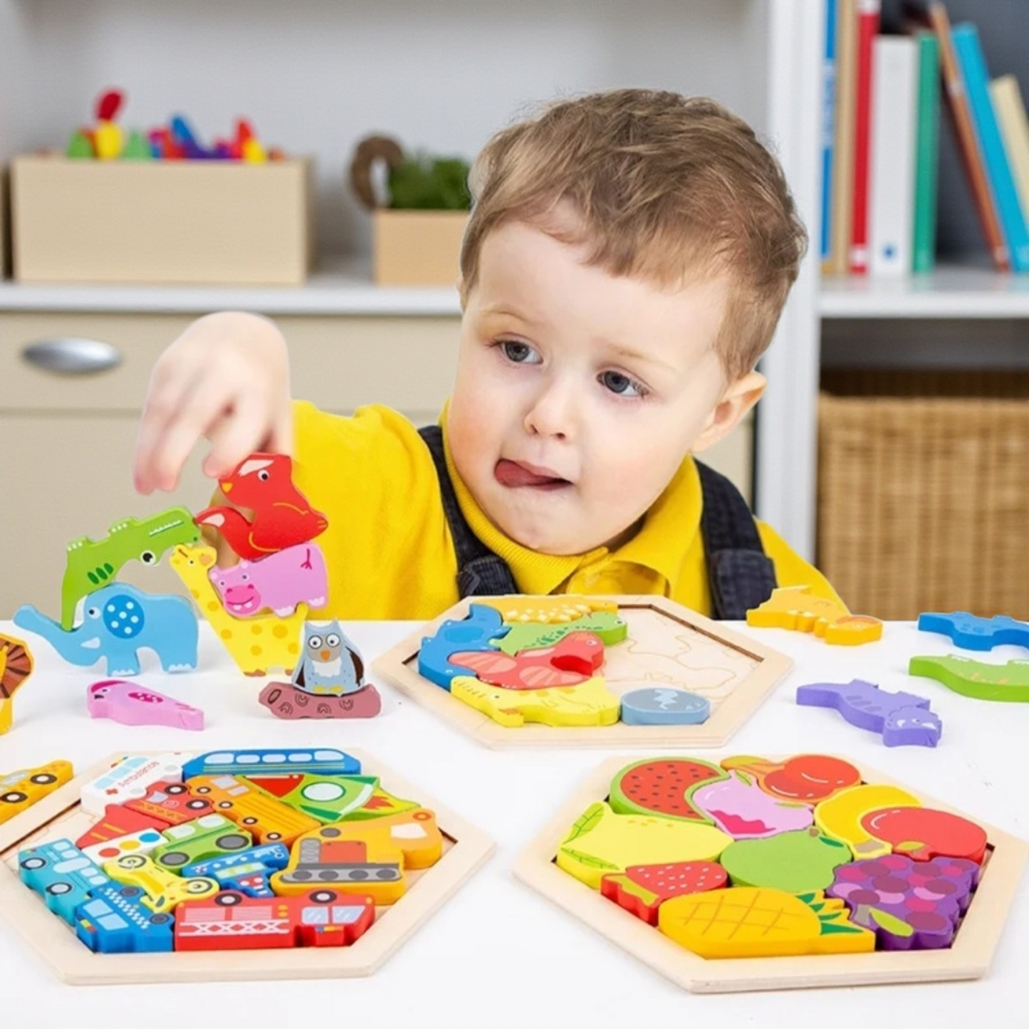 Wooden Hexagon Puzzle Blocks – 3D Logic & Pattern Play
