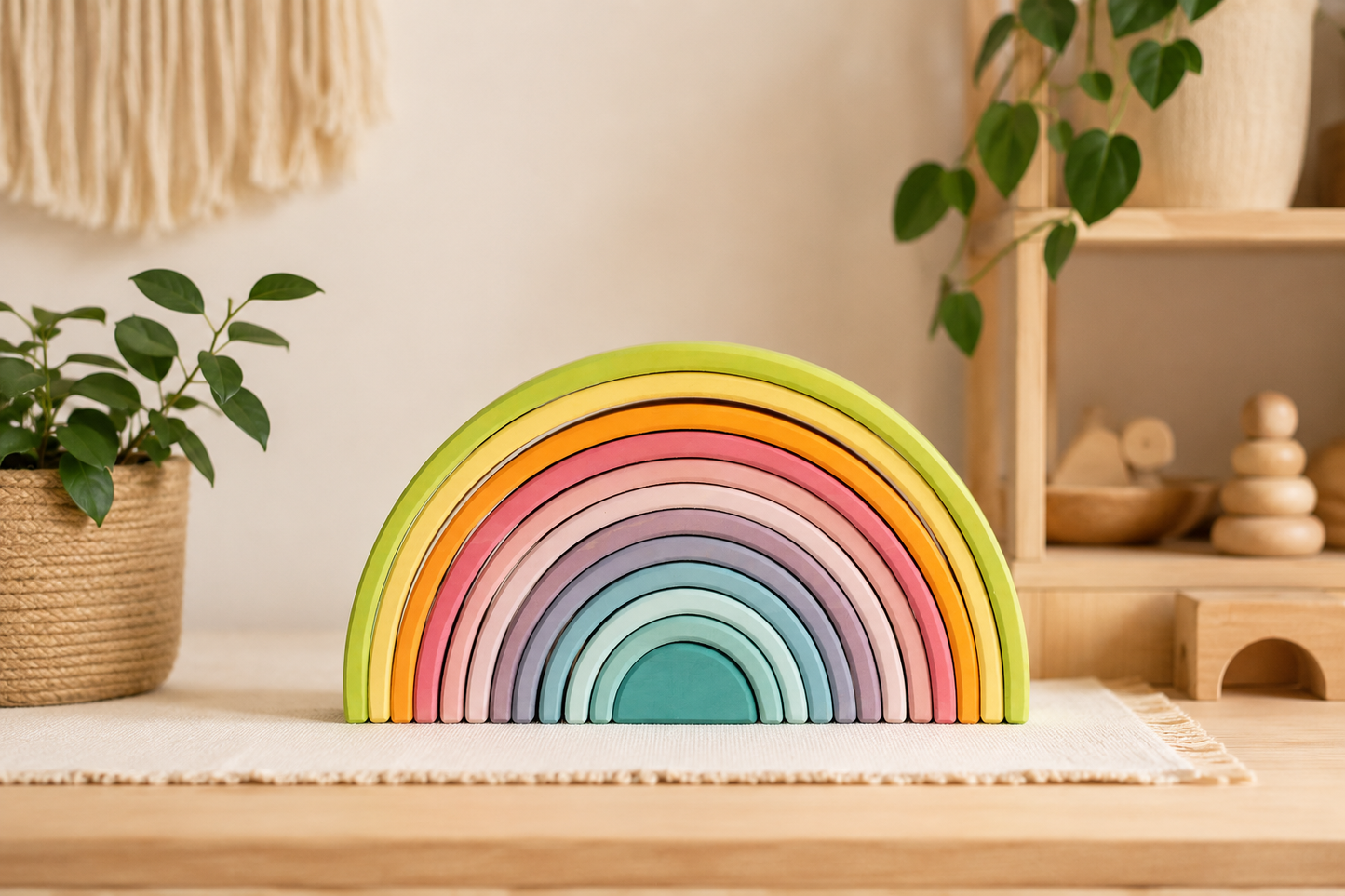 Pastel Giant Wooden Rainbow Stacker