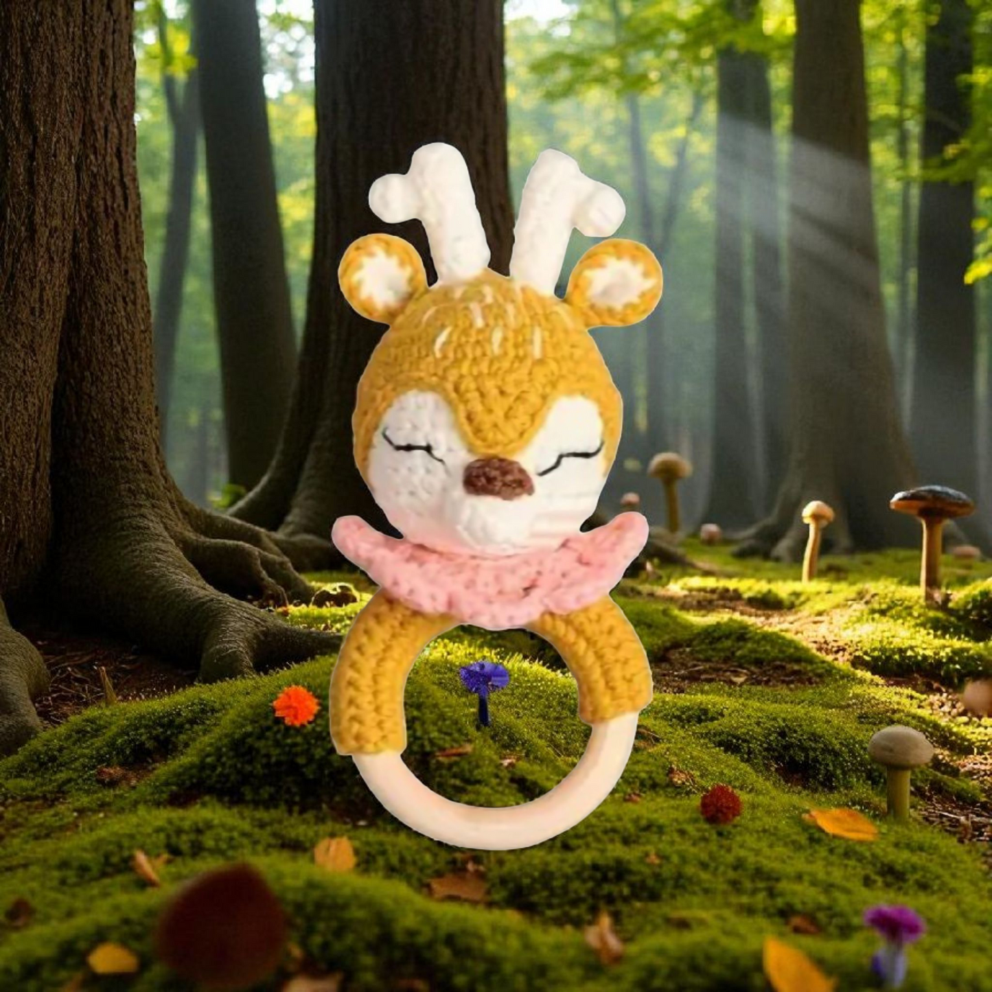 Top Seller! Handmade Wooden Crochet Baby Rattles