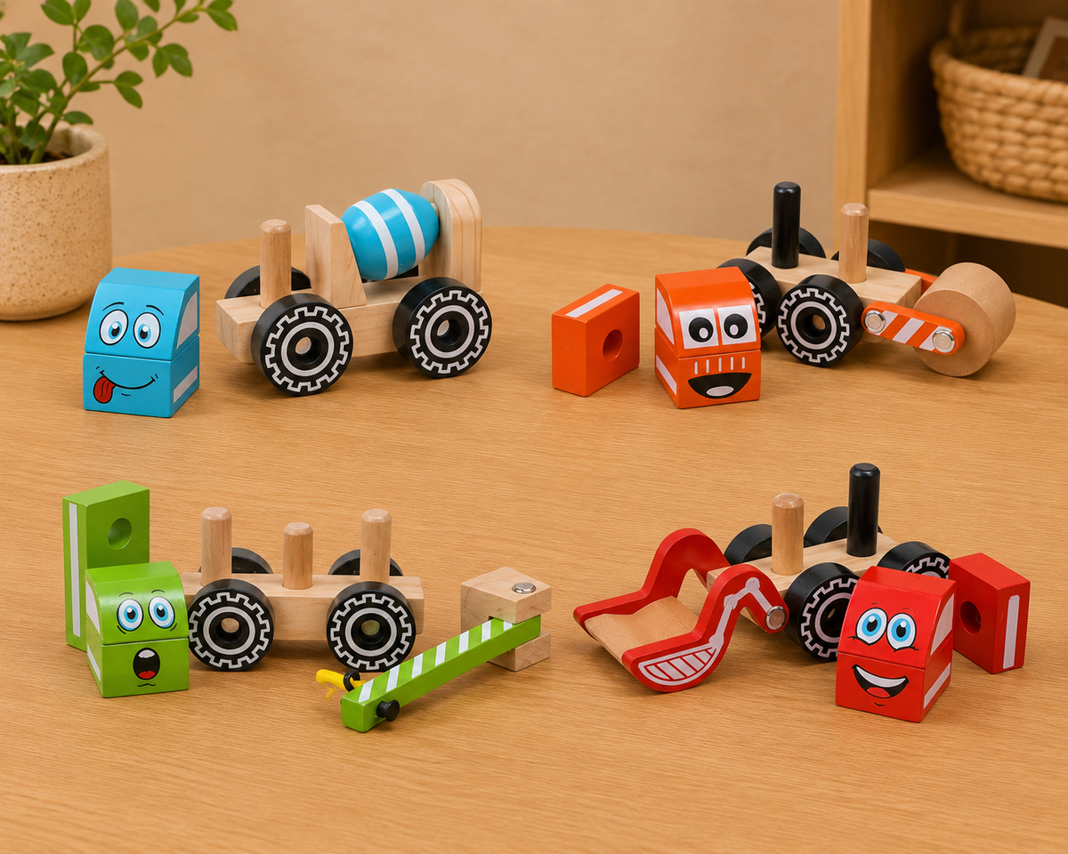 Mix & Build Wooden Construction Vehicles