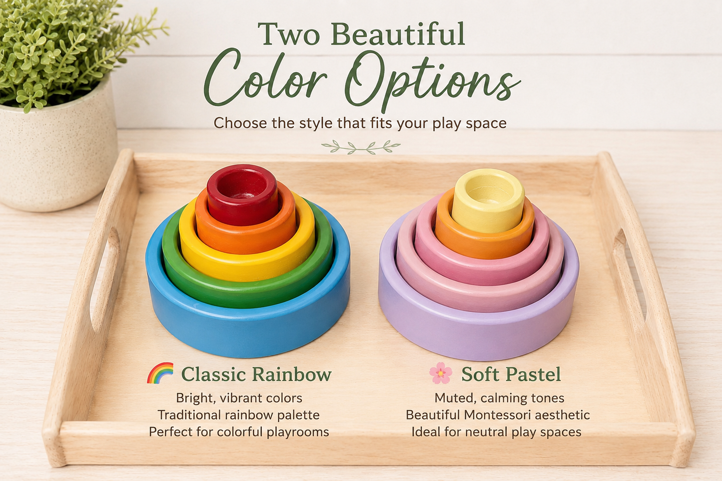 Wooden Rainbow Nesting Bowls