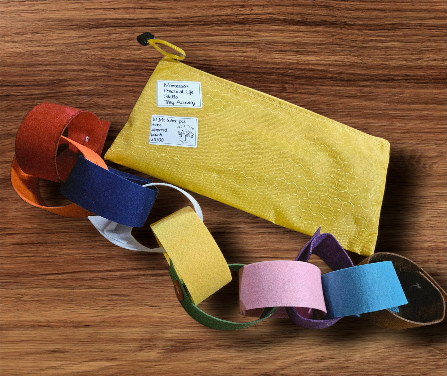 Montessori Felt Button Chain Set – Fine Motor & Practical Life Activity