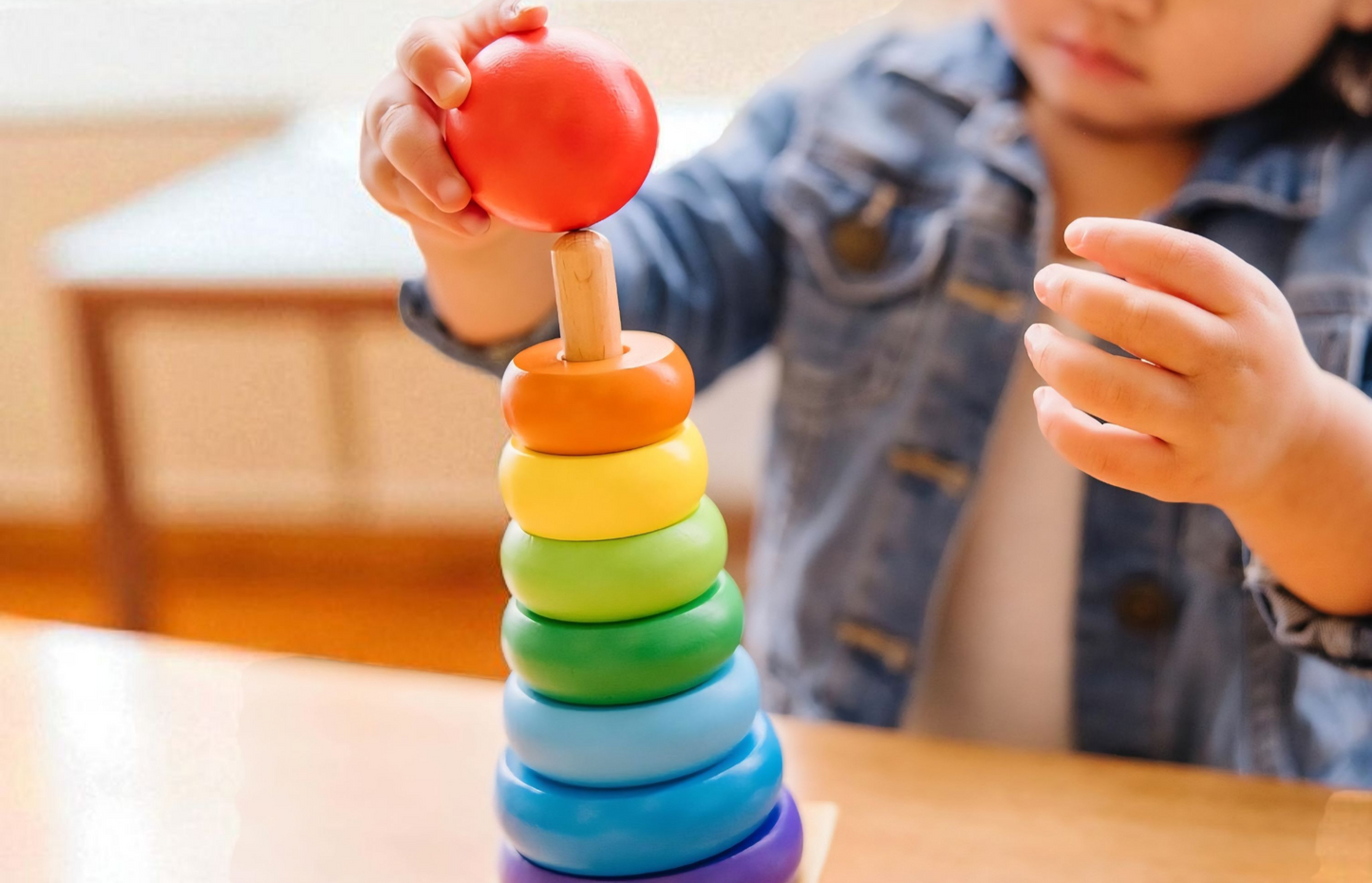 Wooden Rainbow Stacker – Classic Educational Toy for Ages 2+