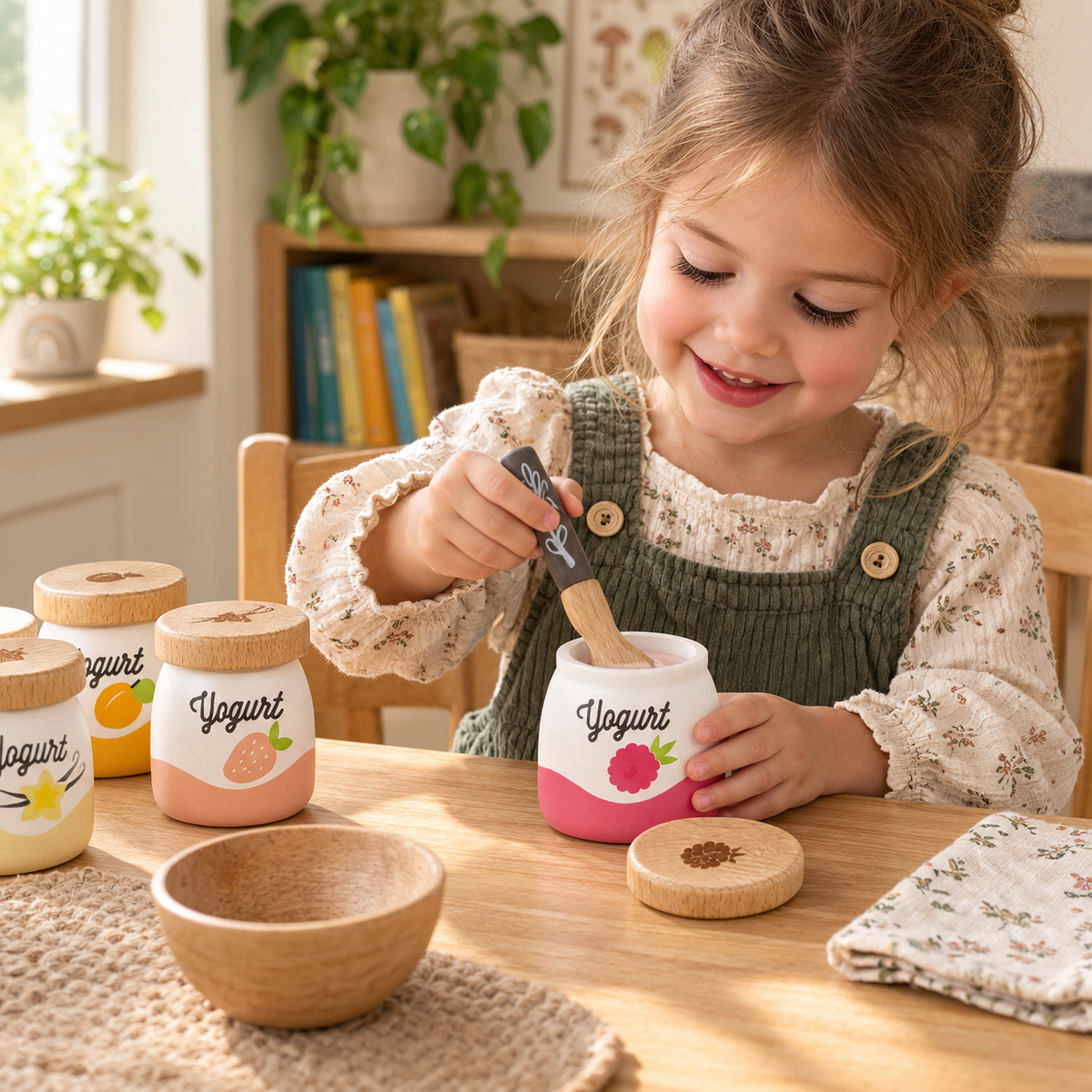 Wooden Yogurt Pots – Pretend Play Set