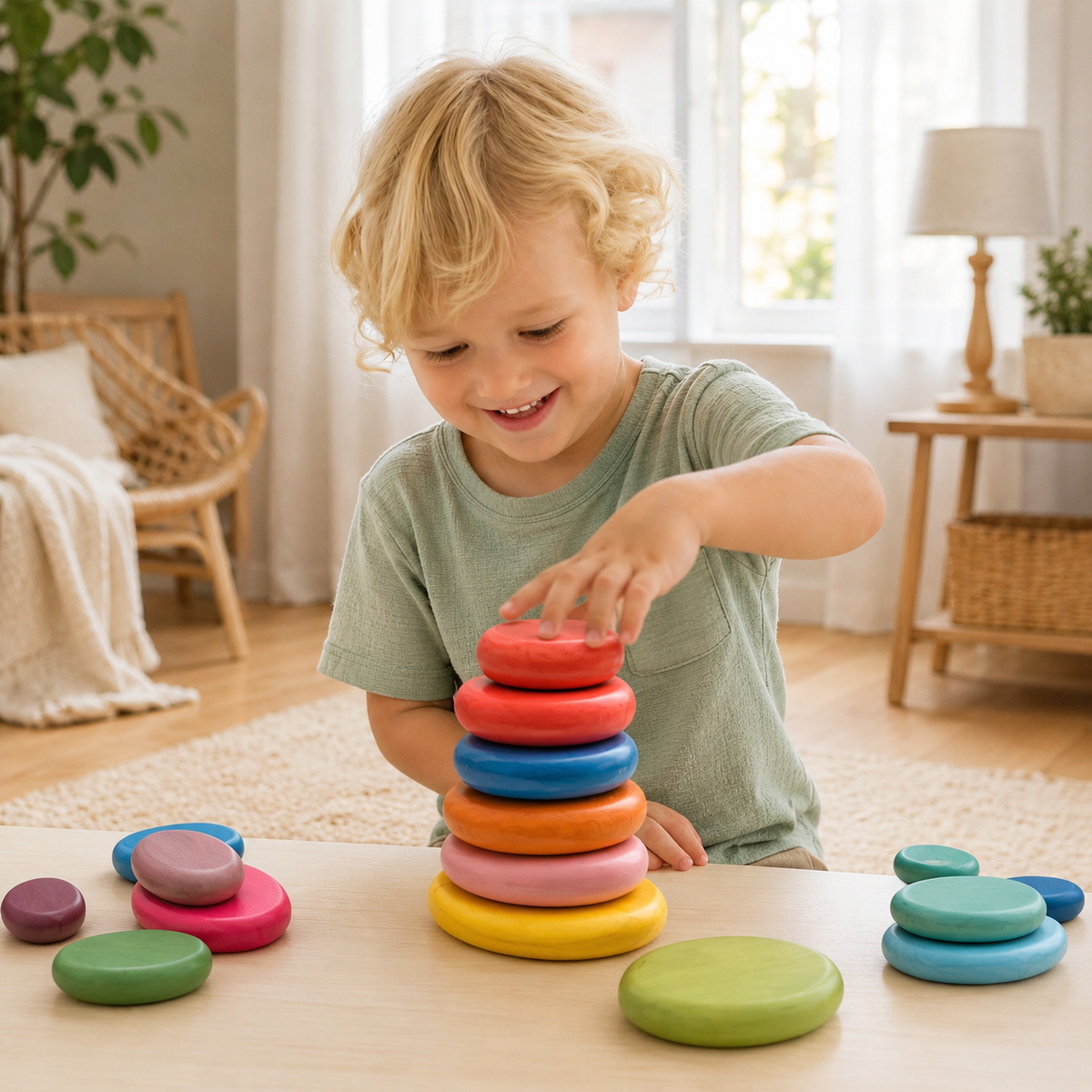 Wooden River Stones – Stacking & Balancing Sets | 12 or 20 Pieces