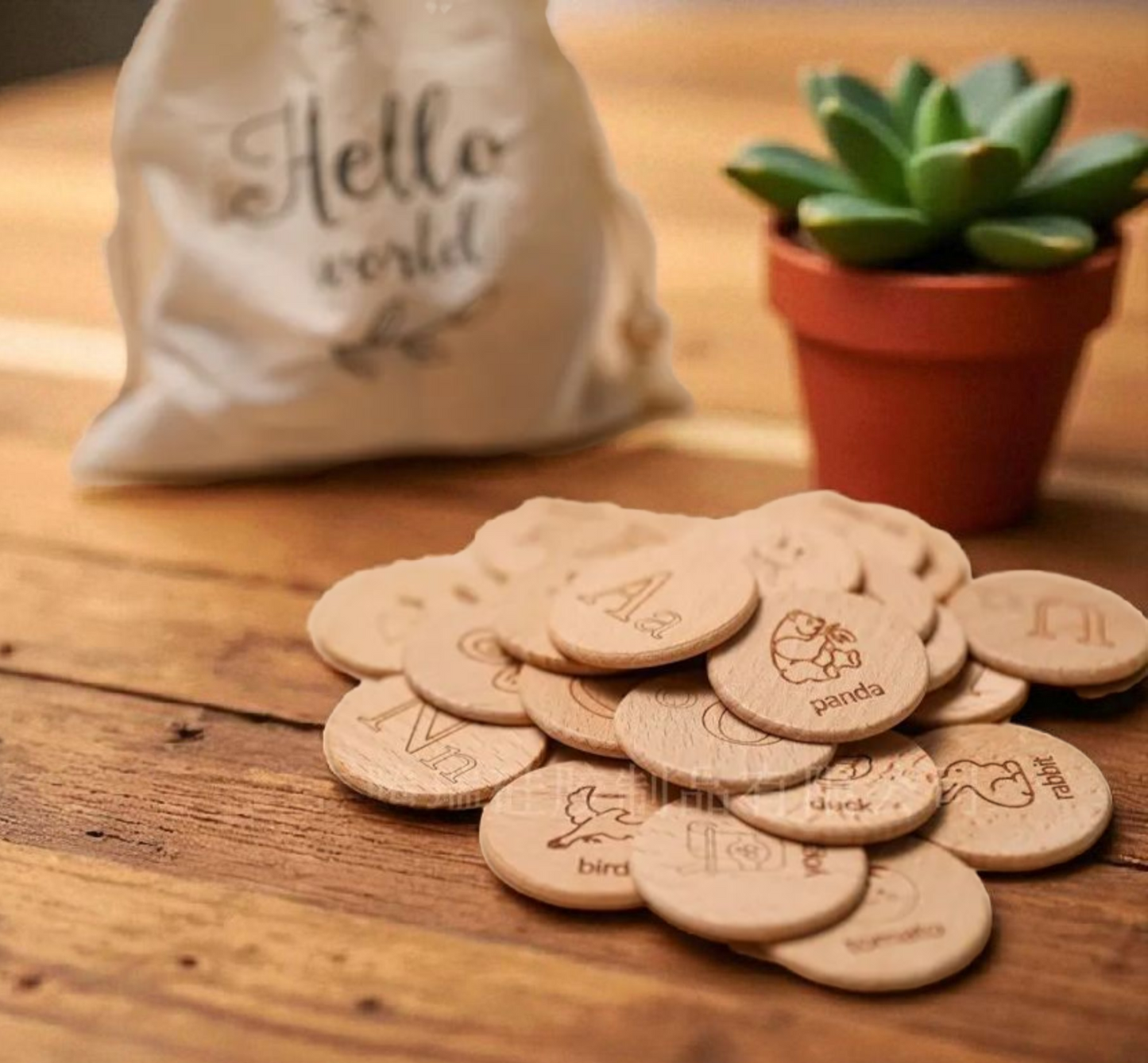 Wooden Alphabet Coins – Upper & Lowercase Letter Set (1.45")