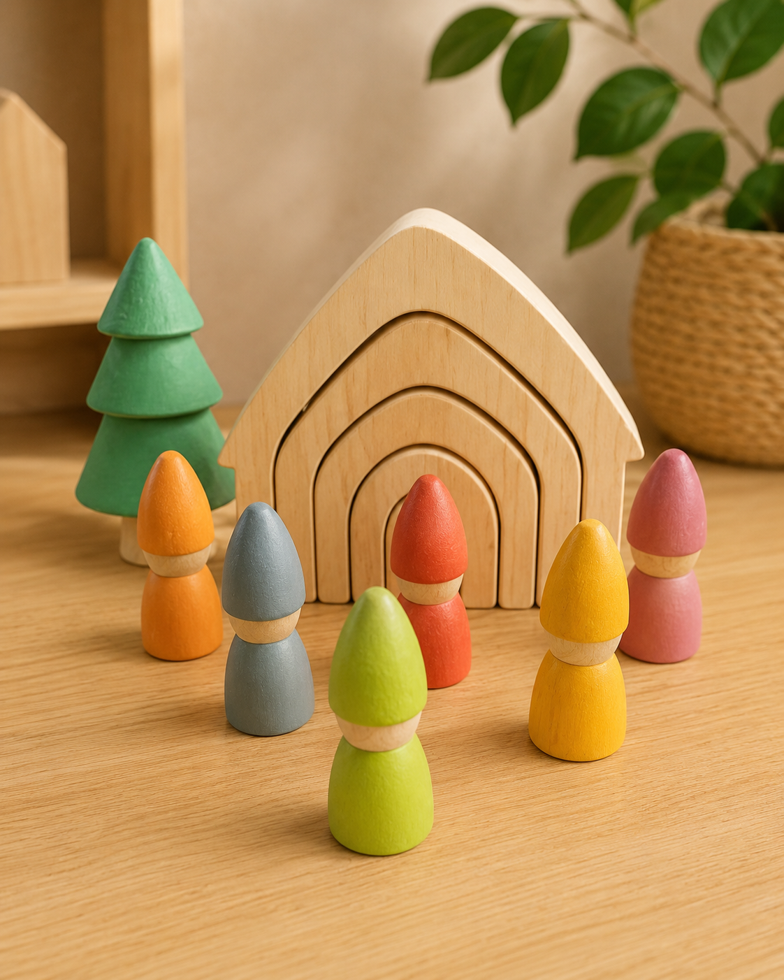 6 Piece Peg Doll Gnomes Set