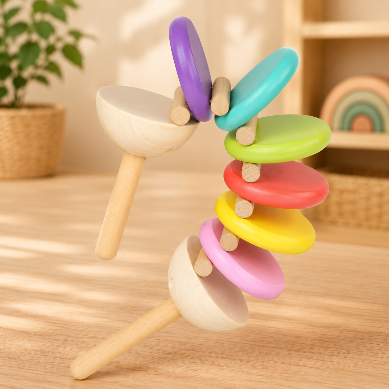 Rainbow Wooden Castanets