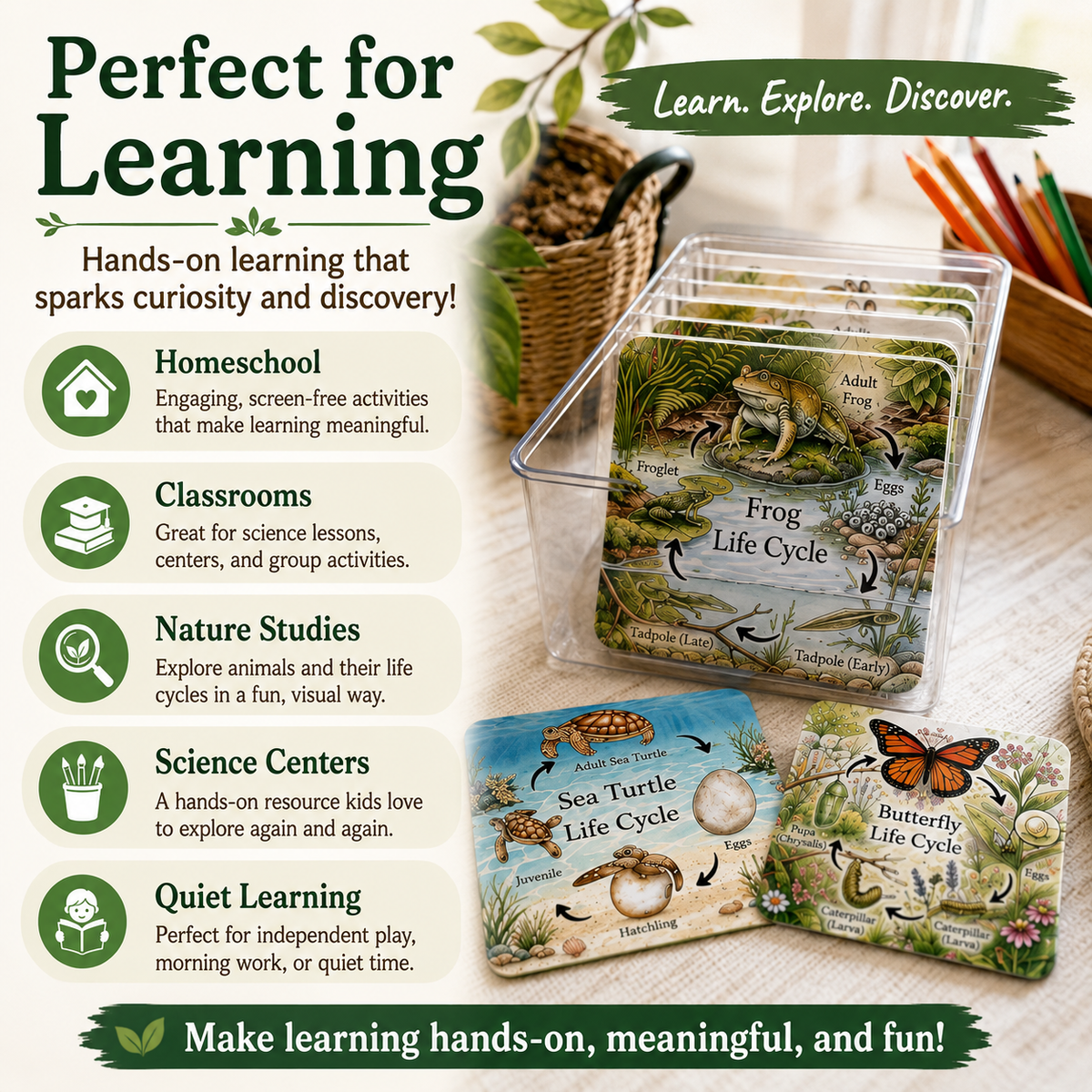 Beautiful Animal Life Cycle Cards | Nature & Science Learning Set