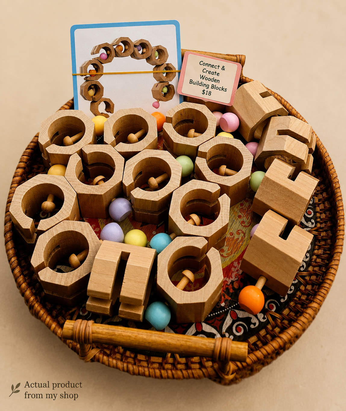 Connect & Create Wooden Building Blocks