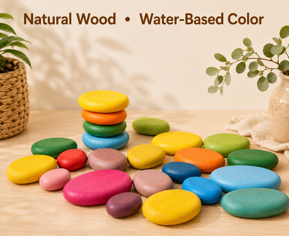 Wooden River Stones – Stacking & Balancing Sets | 12 or 20 Pieces