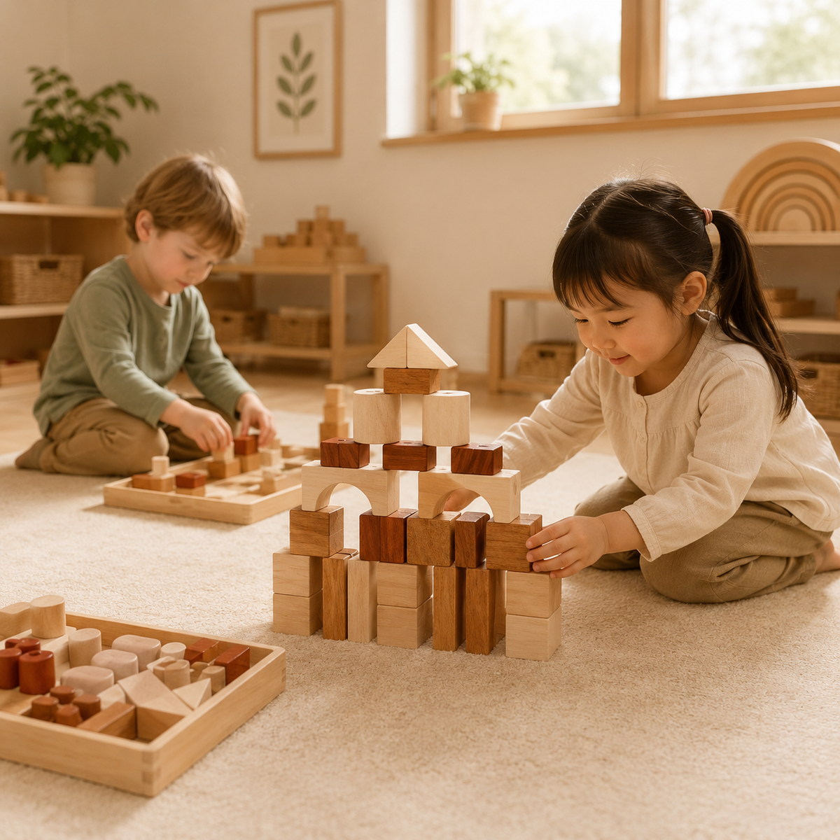 Wooden Tri-Color Blocks Set