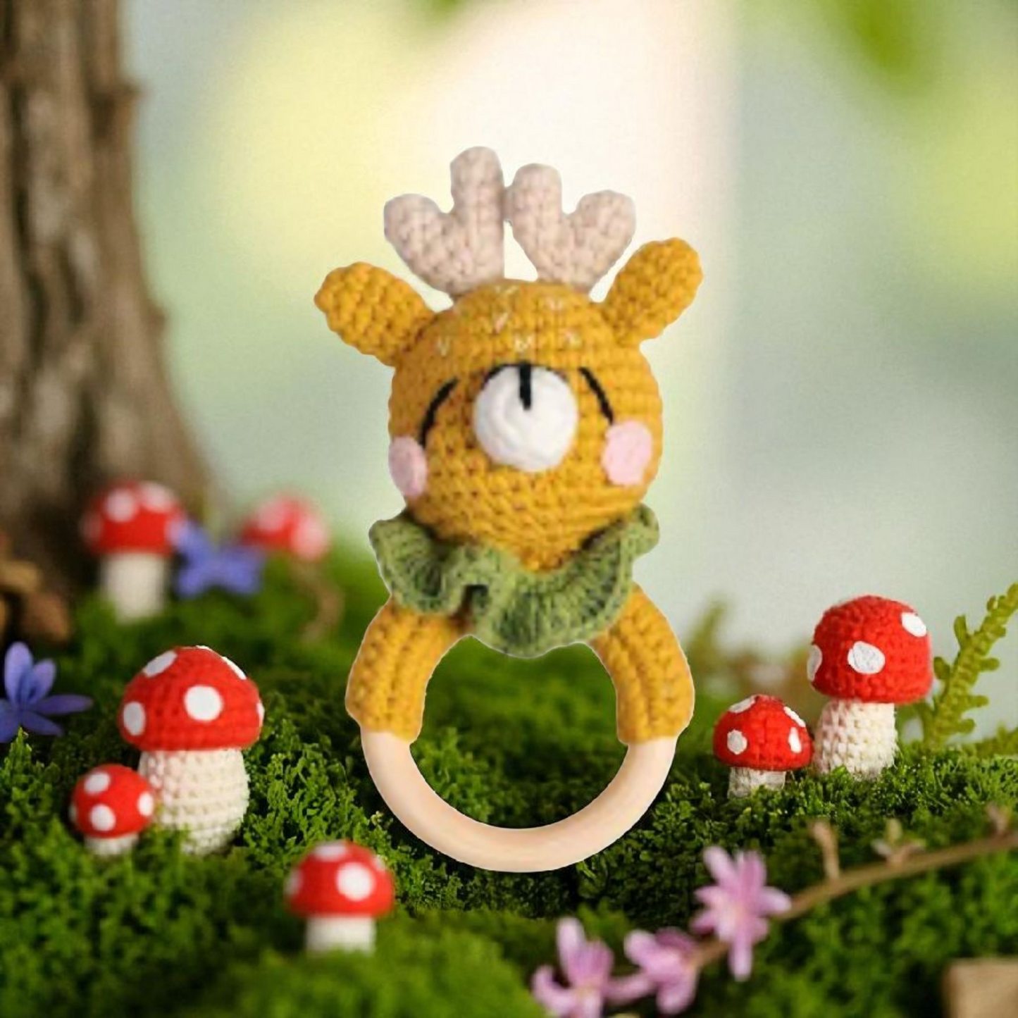 Top Seller! Handmade Wooden Crochet Baby Rattles