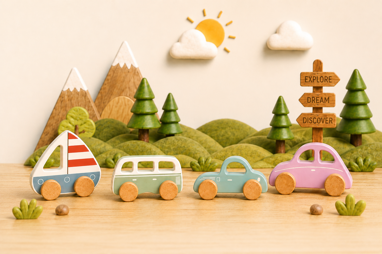 Little Explorers Wooden Vehicle Set