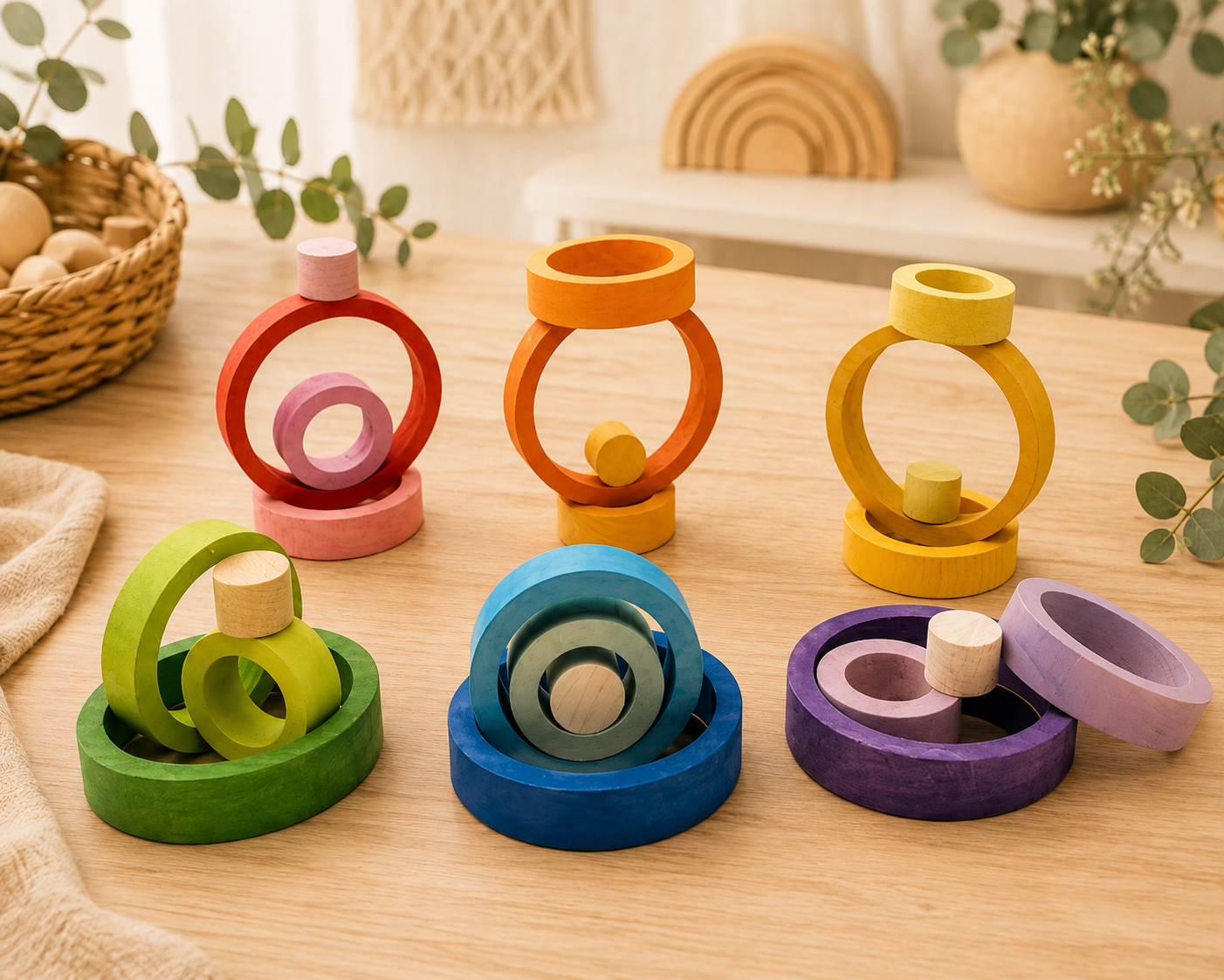 Rainbow Balance Rings – Loose Parts Set