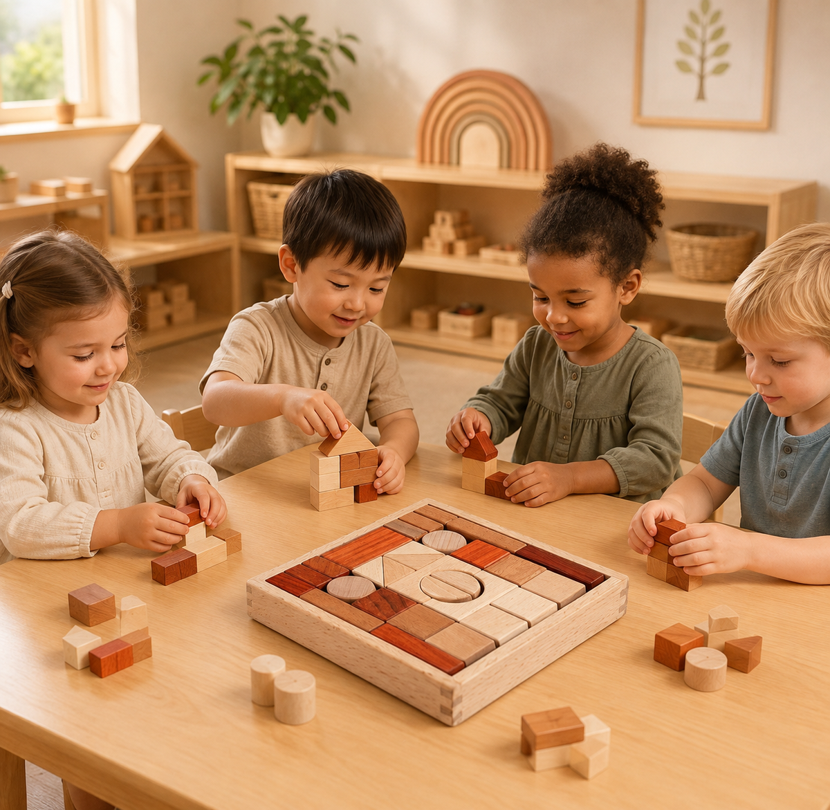 Wooden Tri-Color Blocks Set