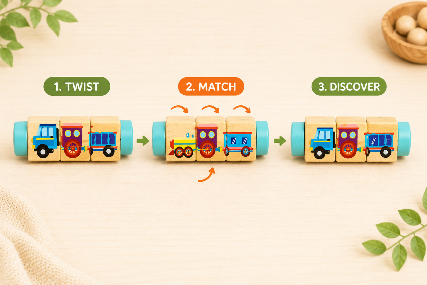 Twist & Match Wooden Puzzle Blocks