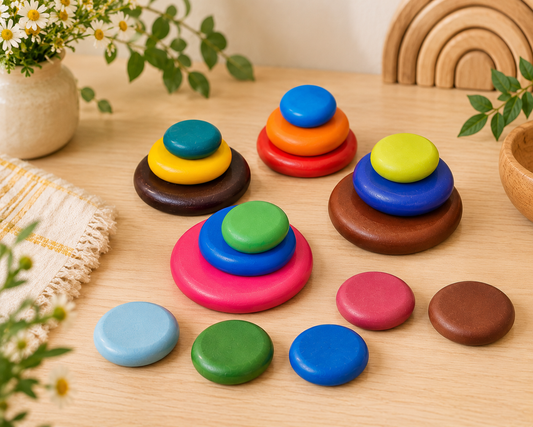 Wooden River Stones – Stacking & Balancing Sets | 12 or 20 Pieces
