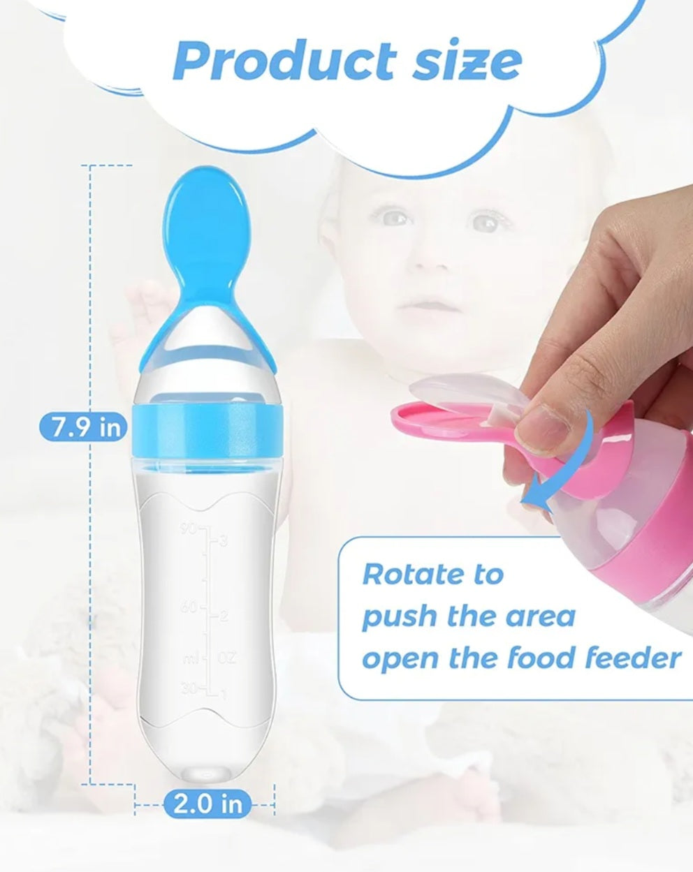 Silicone Baby Food Feeder Spoons – 3 Pack (3 oz)