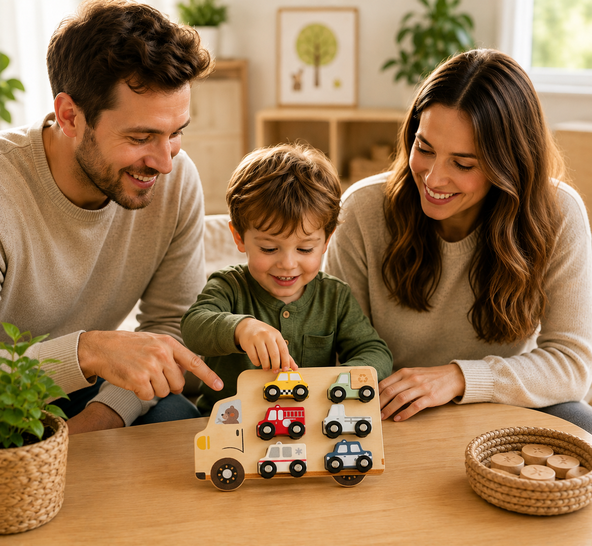 🚚 Wooden Vehicle Puzzle & Play Set

A puzzle and play set all in one! Includes 6 chunky wooden vehicles!